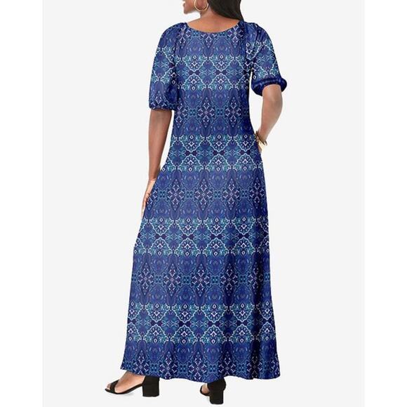 Jessica London Womens Plus 22/24 Stretch Knit Blouson Maxi Dress - Picture 1 of 10